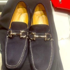 Salvatore ferragamo size 8.5 in us suede blue loafers